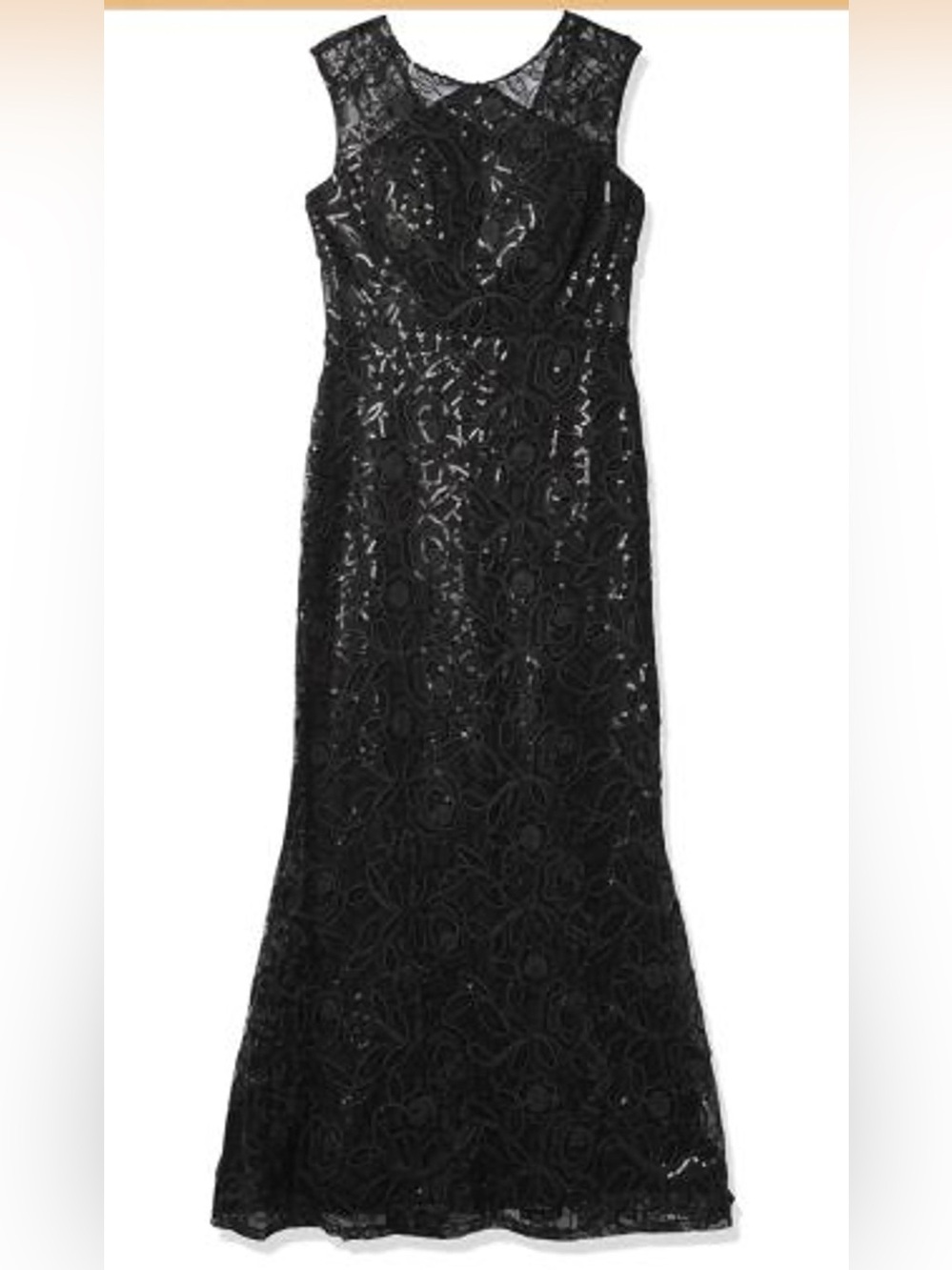 Alex Evenings Black Lace Sequin Maxi Dress size 12